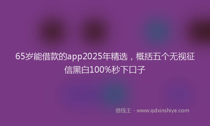 65岁能借款的app2025年精选，概括五个无视征信黑白100%秒下口子