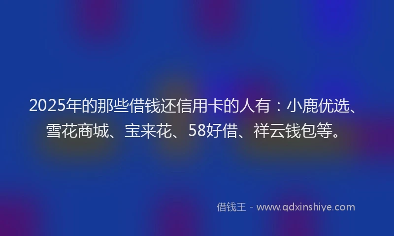 2025年的那些借钱还信用卡的人有：小鹿优选、雪花商城、宝来花、58好借、祥云钱包等。