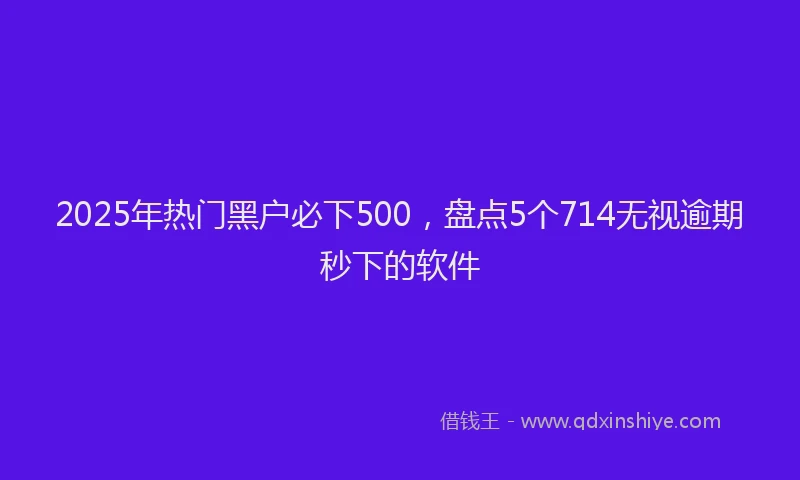 2025年热门黑户必下500，盘点5个714无视逾期秒下的软件