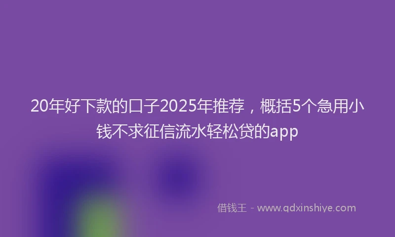 20年好下款的口子2025年推荐，概括5个急用小钱不求征信流水轻松贷的app