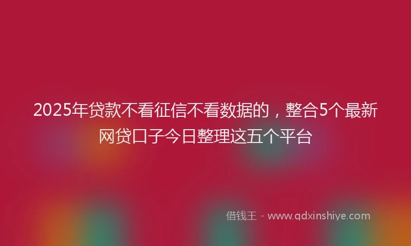2025年贷款不看征信不看数据的，整合5个最新网贷口子今日整理这五个平台