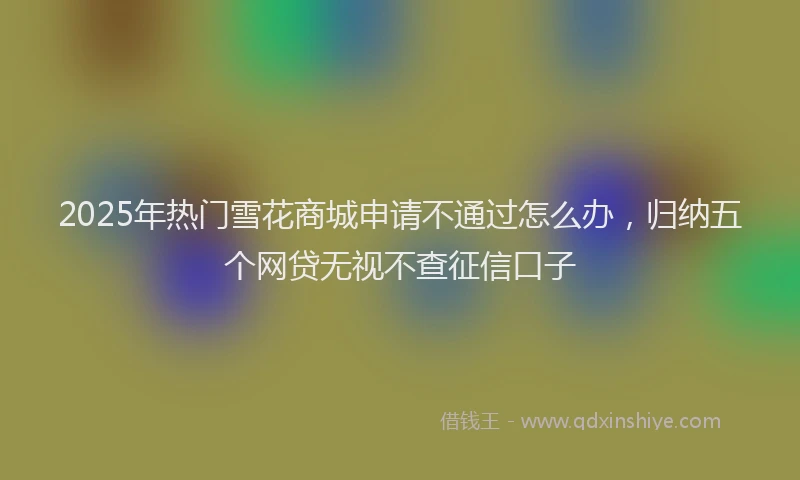 2025年热门雪花商城申请不通过怎么办，归纳五个网贷无视不查征信口子