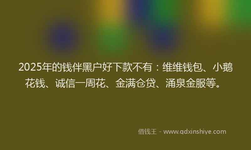 2025年的钱伴黑户好下款不有：维维钱包、小鹅花钱、诚信一周花、金满仓贷、涌泉金服等。