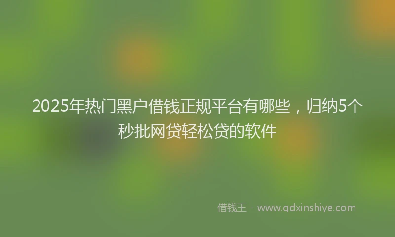 2025年热门黑户借钱正规平台有哪些，归纳5个秒批网贷轻松贷的软件