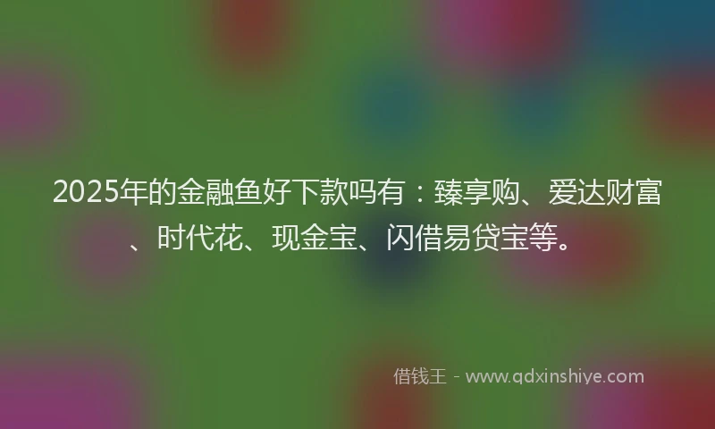 2025年的金融鱼好下款吗有：臻享购、爱达财富、时代花、现金宝、闪借易贷宝等。