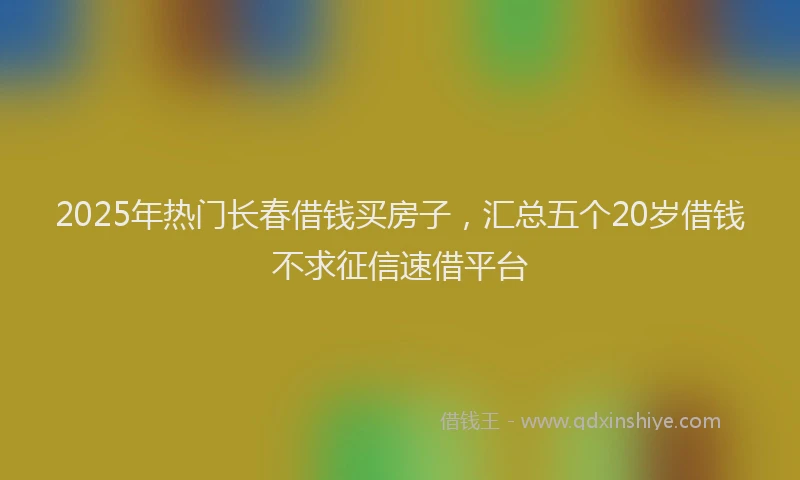 2025年热门长春借钱买房子，汇总五个20岁借钱不求征信速借平台