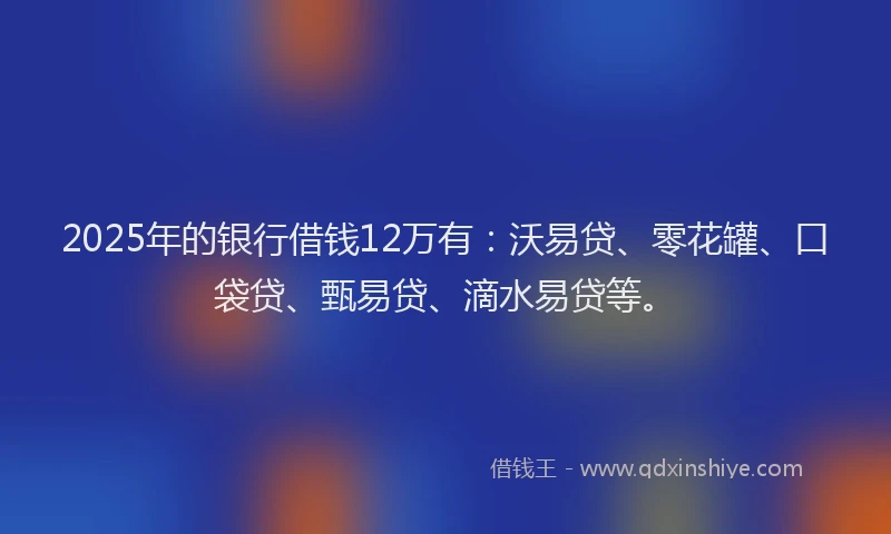 2025年的银行借钱12万有：沃易贷、零花罐、口袋贷、甄易贷、滴水易贷等。