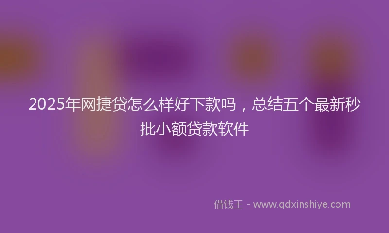 2025年网捷贷怎么样好下款吗，总结五个最新秒批小额贷款软件