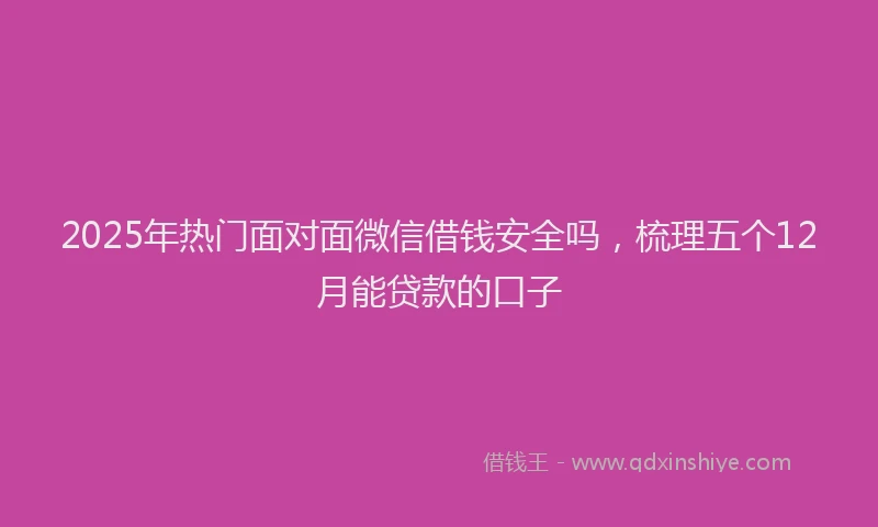 2025年热门面对面微信借钱安全吗，梳理五个12月能贷款的口子