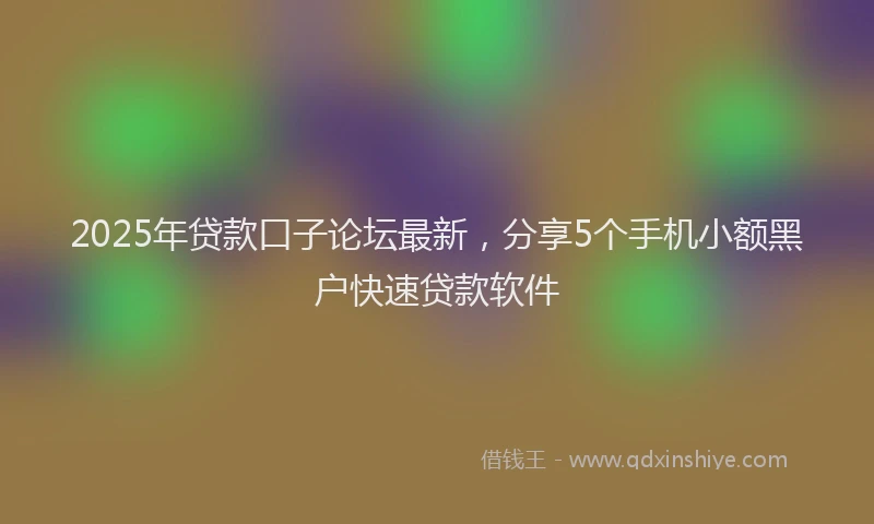 2025年贷款口子论坛最新，分享5个手机小额黑户快速贷款软件