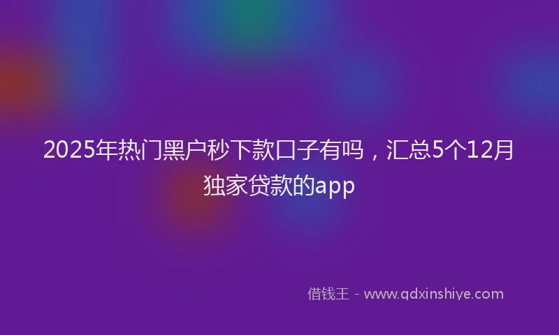 2025年热门黑户秒下款口子有吗，汇总5个12月独家贷款的app