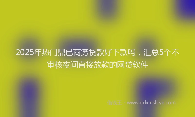 2025年热门鼎已商务贷款好下款吗，汇总5个不审核夜间直接放款的网贷软件