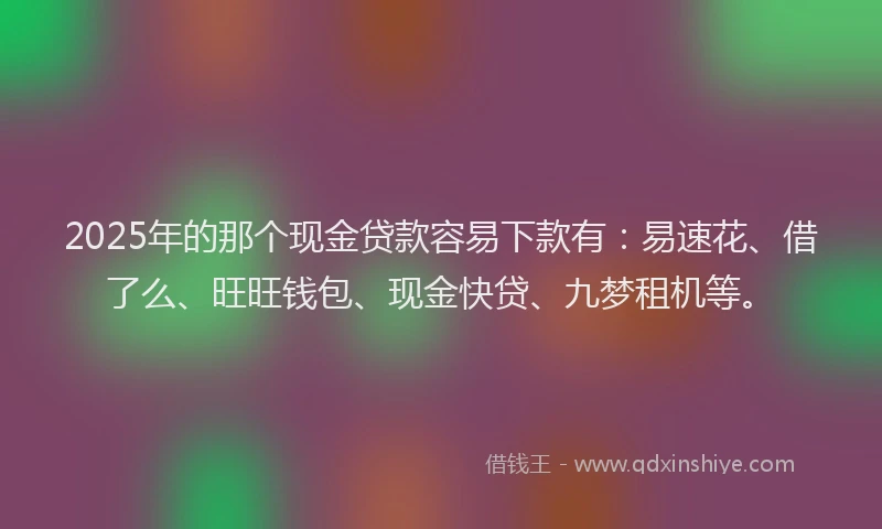 2025年的那个现金贷款容易下款有：易速花、借了么、旺旺钱包、现金快贷、九梦租机等。