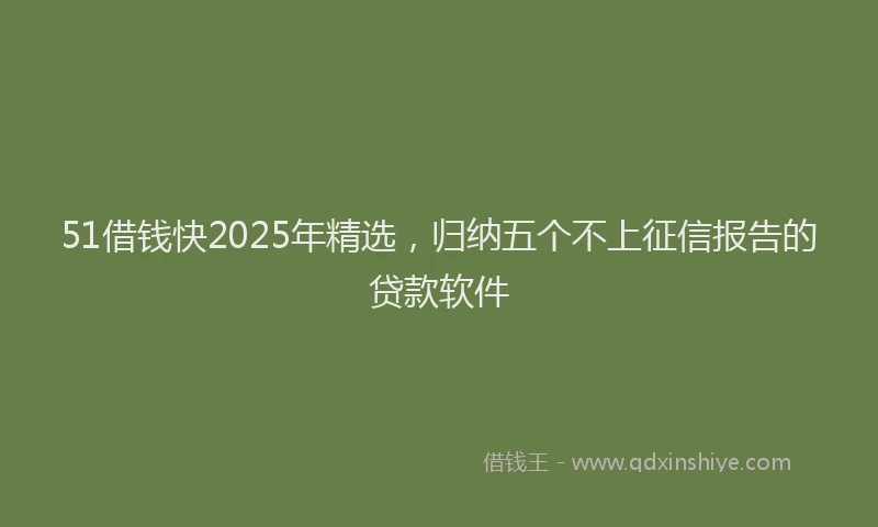 51借钱快2025年精选，归纳五个不上征信报告的贷款软件