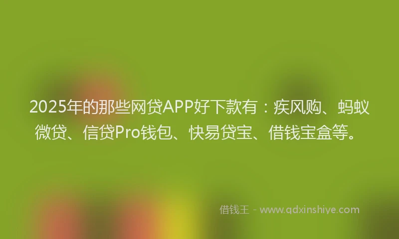 2025年的那些网贷APP好下款有：疾风购、蚂蚁微贷、信贷Pro钱包、快易贷宝、借钱宝盒等。