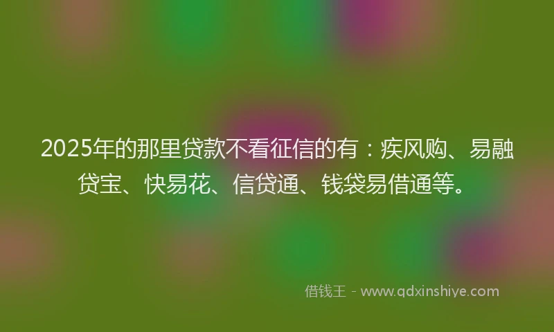 2025年的那里贷款不看征信的有：疾风购、易融贷宝、快易花、信贷通、钱袋易借通等。