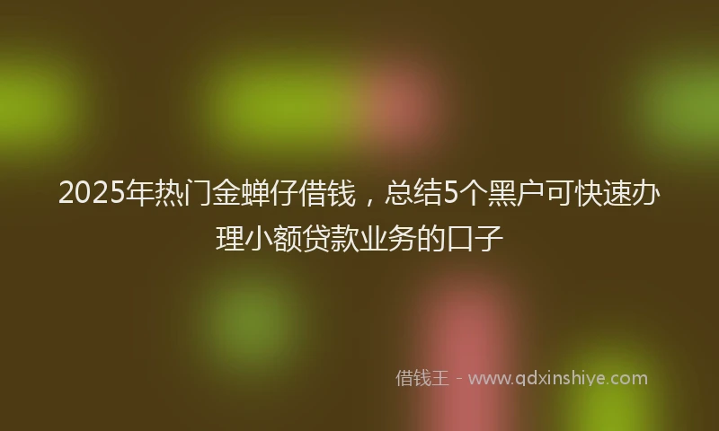 2025年热门金蝉仔借钱，总结5个黑户可快速办理小额贷款业务的口子