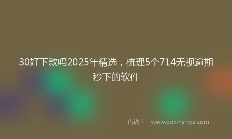 30好下款吗2025年精选，梳理5个714无视逾期秒下的软件
