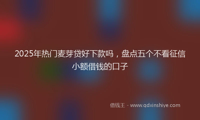 2025年热门麦芽贷好下款吗,盘点五个不看征信小额借钱的口子
