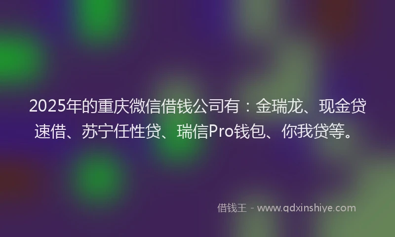 2025年的重庆微信借钱公司有：金瑞龙、现金贷速借、苏宁任性贷、瑞信Pro钱包、你我贷等。