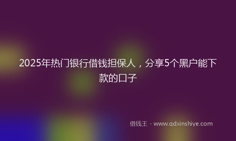 2025年热门银行借钱担保人，分享5个黑户能下款的口子