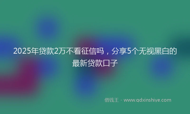 2025年贷款2万不看征信吗，分享5个无视黑白的最新贷款口子
