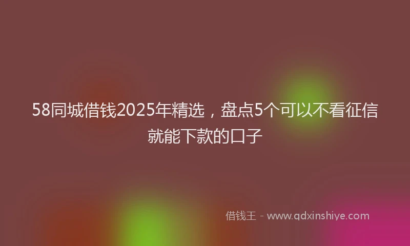 58同城借钱2025年精选，盘点5个可以不看征信就能下款的口子