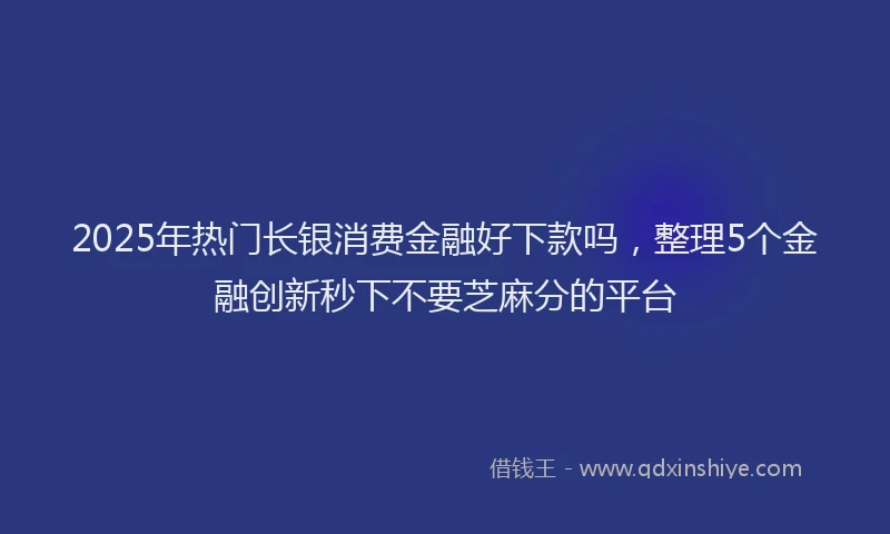 2025年热门长银消费金融好下款吗，整理5个金融创新秒下不要芝麻分的平台