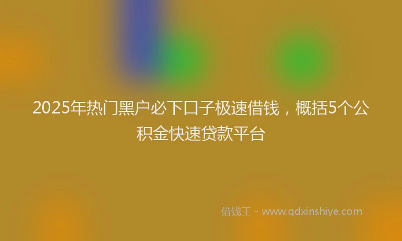 2025年热门黑户必下口子极速借钱，概括5个公积金快速贷款平台
