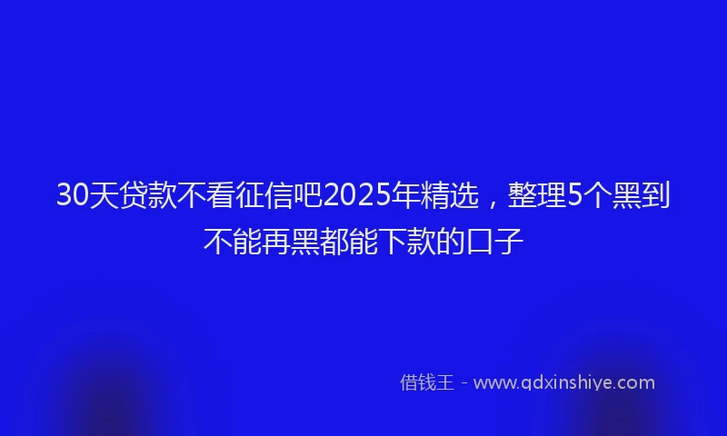30天贷款不看征信吧2025年精选，整理5个黑到不能再黑都能下款的口子