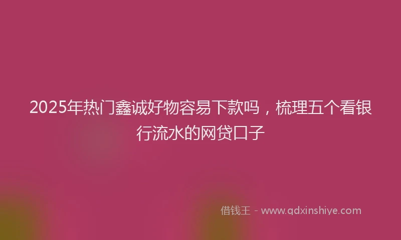 2025年热门鑫诚好物容易下款吗，梳理五个看银行流水的网贷口子