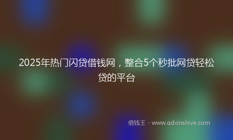 2025年热门闪贷借钱网，整合5个秒批网贷轻松贷的平台