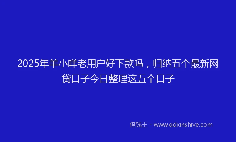2025年羊小咩老用户好下款吗，归纳五个最新网贷口子今日整理这五个口子