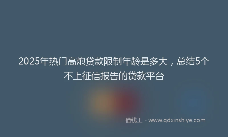 2025年热门高炮贷款限制年龄是多大，总结5个不上征信报告的贷款平台