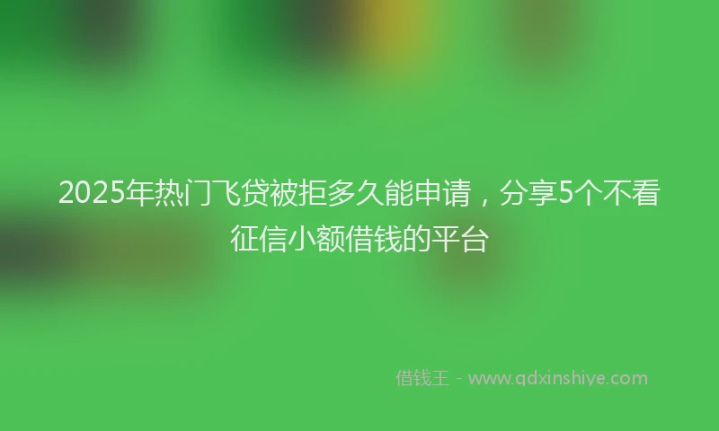 2025年热门飞贷被拒多久能申请,分享5个不看征信小额借钱的平台