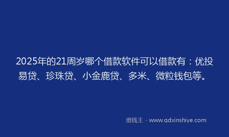 2025年的21周岁哪个借款软件可以借款有：优投易贷、珍珠贷、小金鹿贷、多米、微粒钱包等。