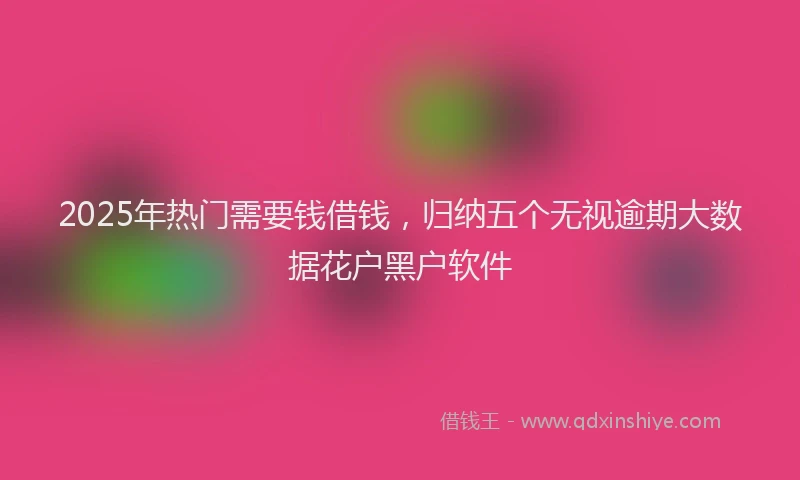 2025年热门需要钱借钱，归纳五个无视逾期大数据花户黑户软件