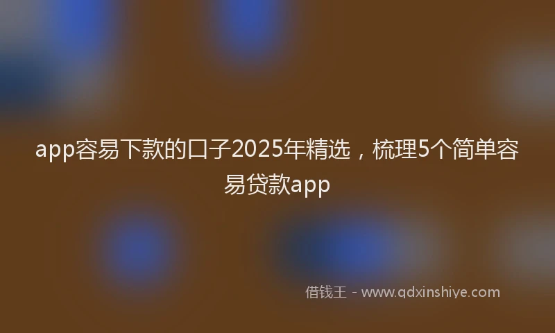 app容易下款的口子2025年精选，梳理5个简单容易贷款app