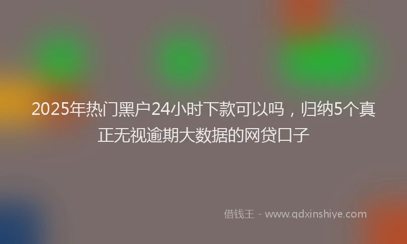 2025年热门黑户24小时下款可以吗,归纳5个真正无视逾期大数据的网贷口子
