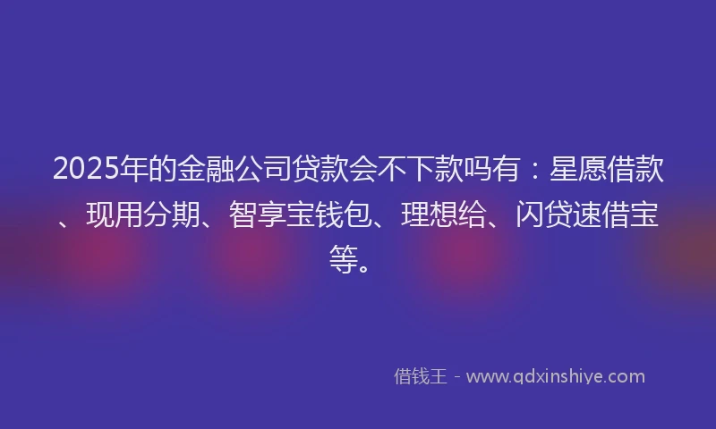 2025年的金融公司贷款会不下款吗有：星愿借款、现用分期、智享宝钱包、理想给、闪贷速借宝等。