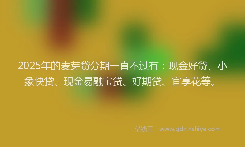 2025年的麦芽贷分期一直不过有：现金好贷、小象快贷、现金易融宝贷、好期贷、宜享花等。