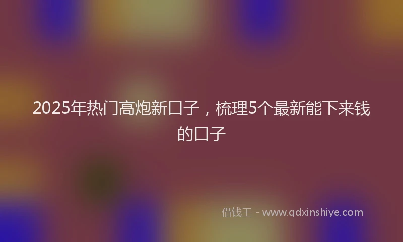 2025年热门高炮新口子，梳理5个最新能下来钱的口子