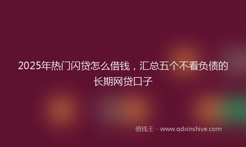 2025年热门闪贷怎么借钱，汇总五个不看负债的长期网贷口子