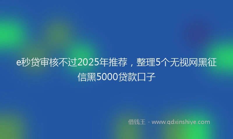 e秒贷审核不过2025年推荐，整理5个无视网黑征信黑5000贷款口子