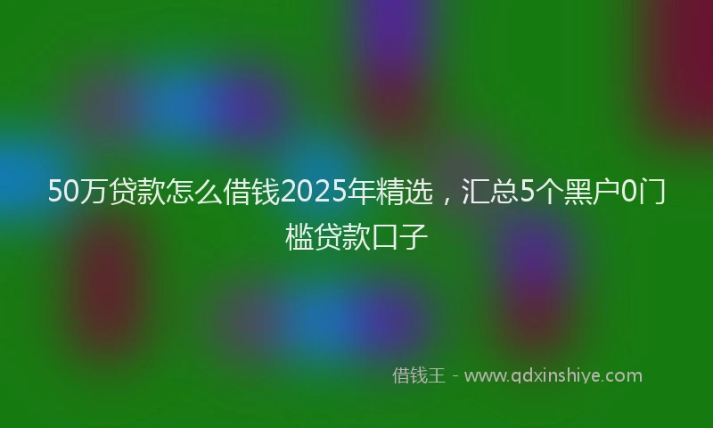 50万贷款怎么借钱2025年精选，汇总5个黑户0门槛贷款口子