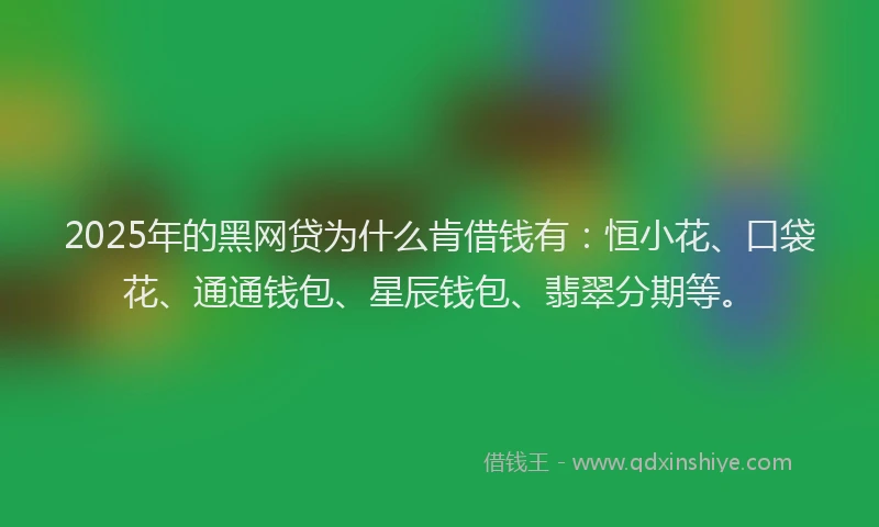 2025年的黑网贷为什么肯借钱有：恒小花、口袋花、通通钱包、星辰钱包、翡翠分期等。