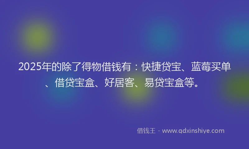 2025年的除了得物借钱有：快捷贷宝、蓝莓买单、借贷宝盒、好居客、易贷宝盒等。
