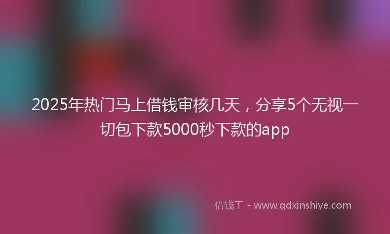2025年热门马上借钱审核几天，分享5个无视一切包下款5000秒下款的app