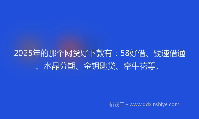 2025年的那个网货好下款有：58好借、钱速借通、水晶分期、金钥匙贷、牵牛花等。