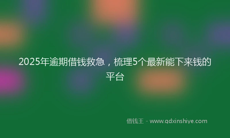2025年逾期借钱救急，梳理5个最新能下来钱的平台